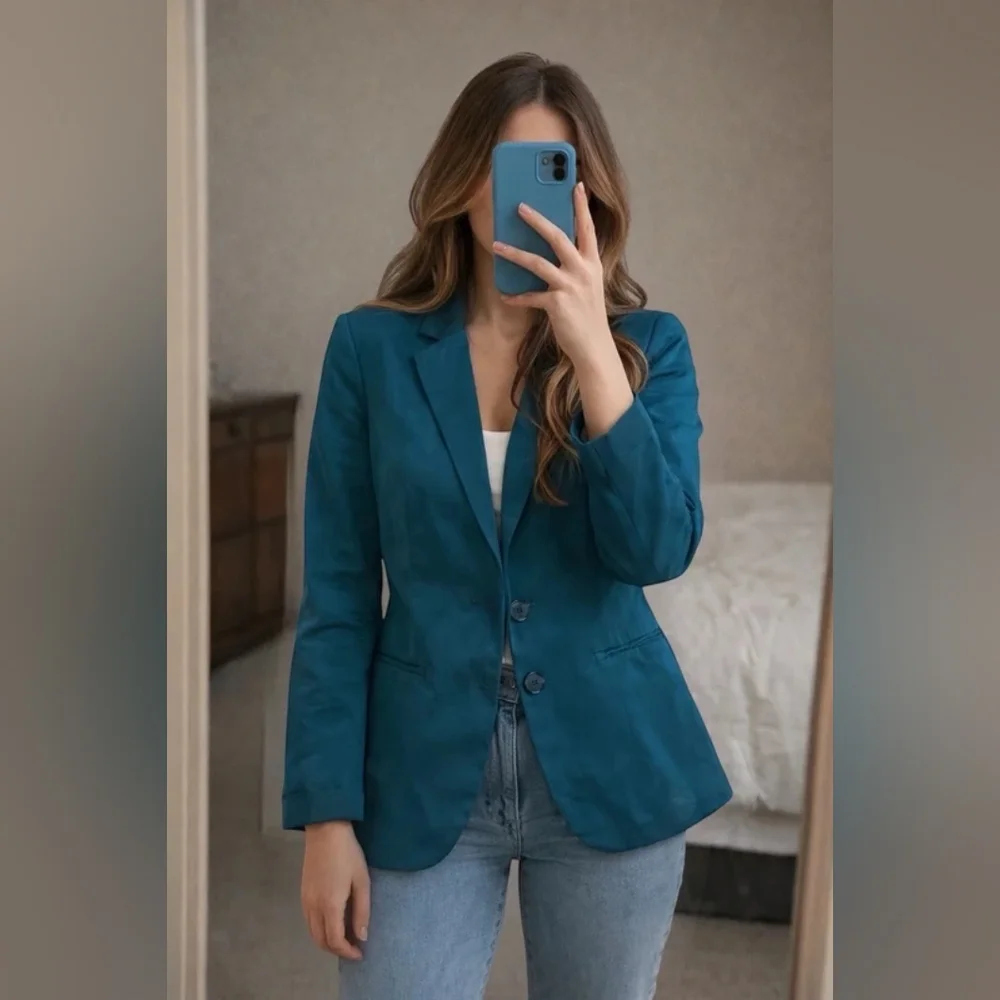 Mango Teal Women's Blazer - Picture 1 of 5
